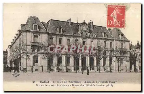 Cartes postales Nancy Le Palais de I Universite Ceuvre de Parchitecte Morey Statues des quatre foundateurs