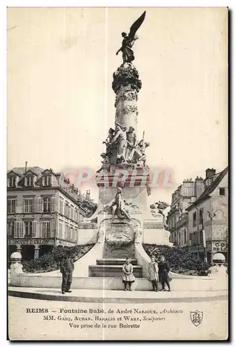 Cartes postales Reims fontaine Sube de Andre Narjoux Arechitecte mm Gasq Auban Baralis et Wary Sculpteurs