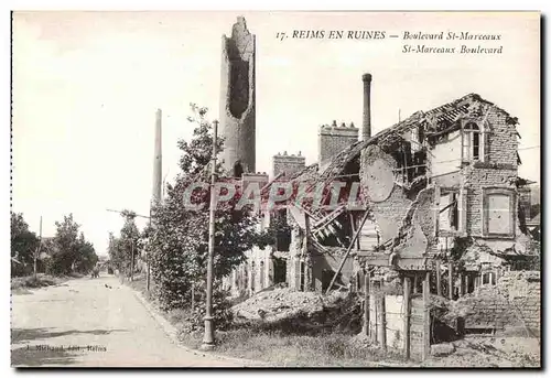 Reims En Ruines Boulevard St Marceaux Militaria