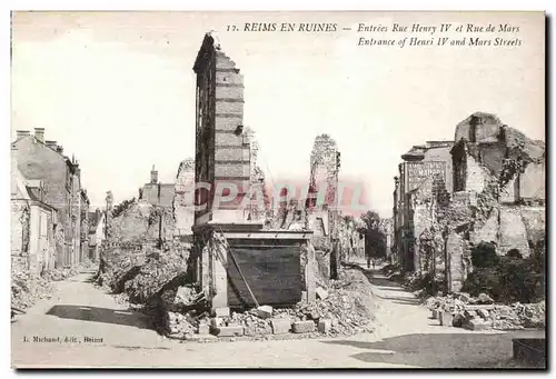 Reims En Ruines Entrees Rue Henri IV et rue de Mars Militaria