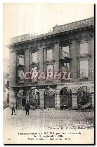 Ansichtskarte AK Reims Bombardement par les Allemands Place royale