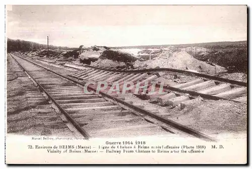 Ansichtskarte AK Reims Environs de Ligne de Chalons a Reims Militaria Train