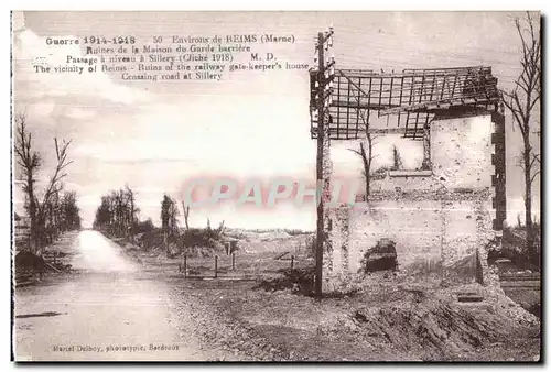 Ansichtskarte AK Reims Environs de Ligne de Reims Ruines de la maison du garde barriere Militaria