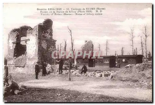 Ansichtskarte AK Reims Environs du Ruines de la Station de Sillery Station de Sillery Militaria Train