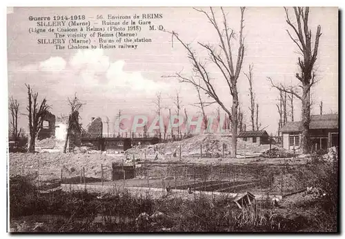 Cartes postales Reims Environs de Reims Sillery Ruines de la Gare Thevicinity of Reims Sillery Militaria