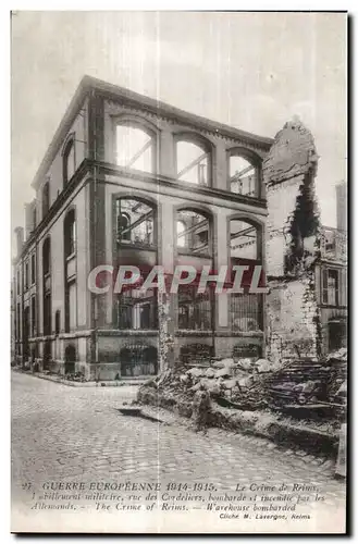 Ansichtskarte AK Reims Guerre Europeenne Rue des Cordeliers