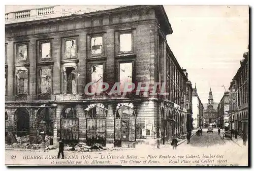 Cartes postales Reims Guerre Europeenne Place royale et rue colbert