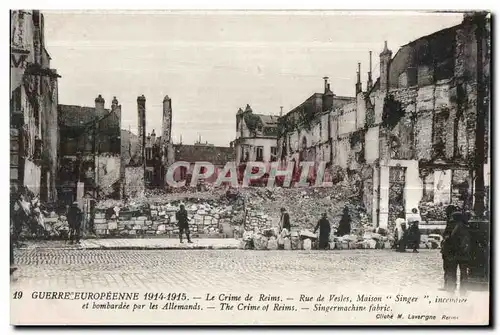 Ansichtskarte AK Reims Guerre Europeenne Rue de Vesles