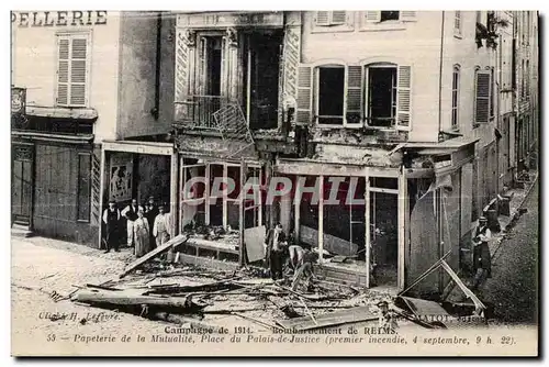 Cartes postales Reims Campagne de bombardement Papeterie de la mutualite Place du Palais de justice