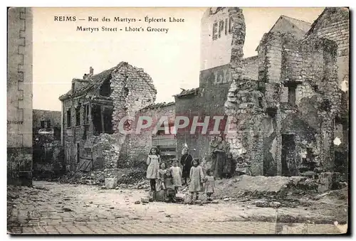 Cartes postales Reims Rue de Martyrs Epicerie Lhote Martyrs Street Lhote s Grocery Enfants