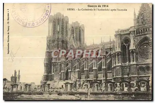 Cartes postales La Cathedrale et l Archeveche apres incendie