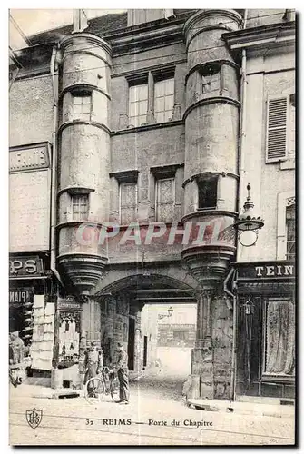 Ansichtskarte AK Reims Porte du Chapitre Velo Soldat Militaria