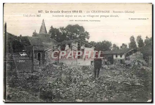 Ansichtskarte AK La Grande Guerre En champagne Berzieux (Marne)