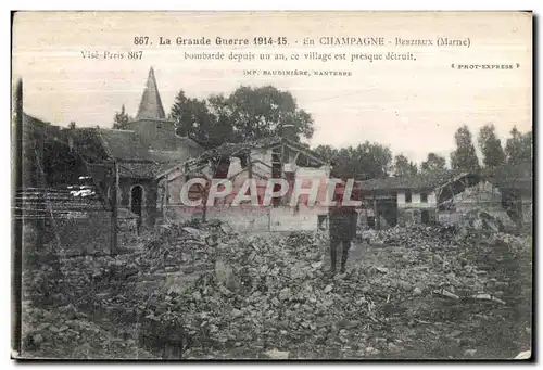 Cartes postales La Grande Guerre En champagne Berzieux (Marne)