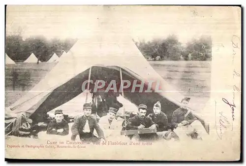 Ansichtskarte AK Camp De Chalons Vue de I Interieur d une tente Militaria