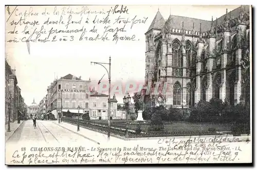 Cartes postales Chalons Sur Marne Le square et le Rue de Marne