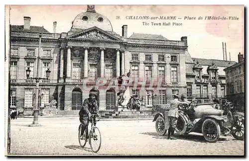 Cartes postalesChalons sur Marne Place de l Hotel de Ville Automobile Velo