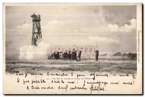 Cartes postales Militaria Un Tir au Canon au Camp de Chalons