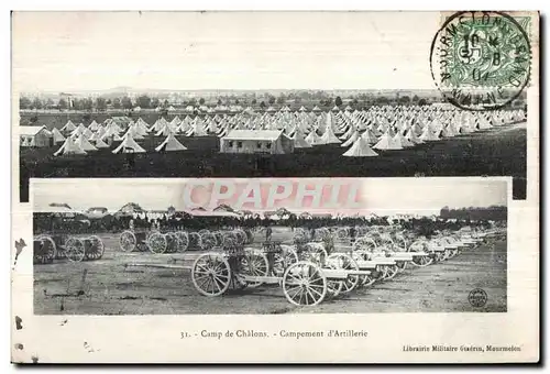 Ansichtskarte AK Militaria Camp de Chalons Campement d Artillerie