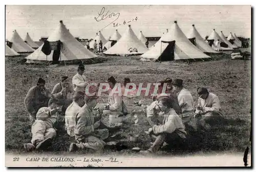 Cartes postales Militaria Camp de Chalons La Soupe