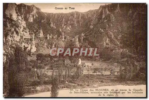 Cartes postales Gorges du Tarn Le Cirque des Beaumes ou se trouve la Chapelle de Saint Hilaire