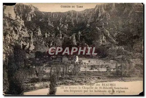 Cartes postales Gorges du Tarn Le Cirque des Beaumes ou se trouve la Chapelle de St Hilaire Sanctuaire tres freq
