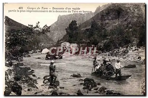 Cartes postales Gorges du Tarn Descente d un rapide partie la plus impressionnante de la descente du Tarn en bar