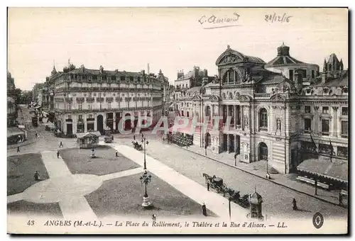 Cartes postales Angers (M et L) La place du Ralliement le Theatre et Rue d Alsace