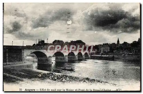 Cartes postales Angers Effet de nuit sur la Maine et Pont de La Basse Chaine