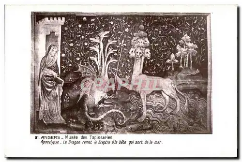 Cartes postales Angers Musee des Tapisseries Apocalypse Le Dragon remet le Sceptre a la bete qui sort de la mer