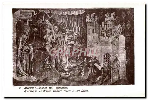 Cartes postales Angers Musee des Tapisseries Apocalypse Le Dragon S avance contre la Cite Sainte