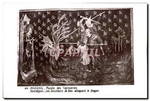 Ansichtskarte AK Angers Musee des Tapisseries Apocalypse Les Serviteurs de Dieu atttaquent le Dragon