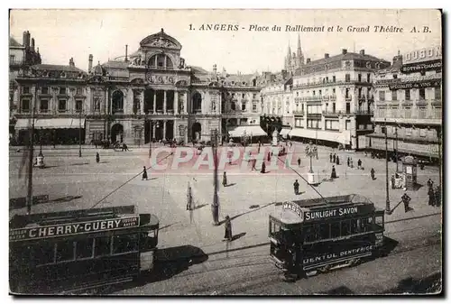 Cartes postales Angers Place du ralliement et le Grand Theatre AB