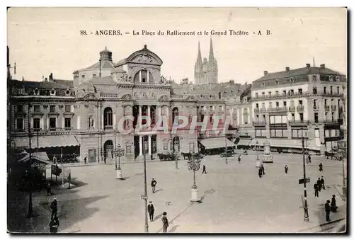 Cartes postales Angers La Place Ralliement et le Grand Theatre AB