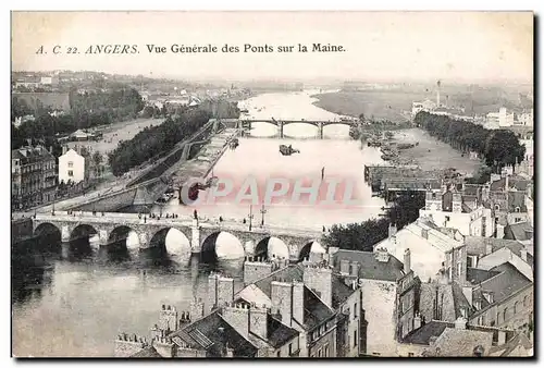 Ansichtskarte AK Angers Vue Generale des Ponts sur la Maine