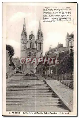 Cartes postales Angers cathedrale et montee saint maurice