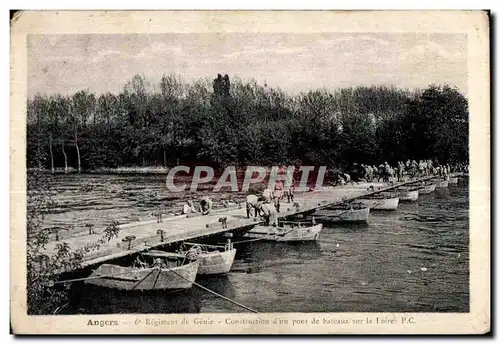 Cartes postales Angers 6eme regiment de genie construction d un pont de bateaux sur la loire Militaria