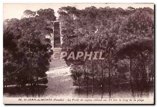 Cartes postales Saint jean de monts (Vendee) la foret de sapins s etend sur le long de la plage