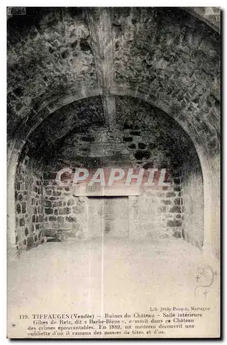 Cartes postales Tiffaugles (Vendee) Ruines du Chateau Salle interieure Gilies de