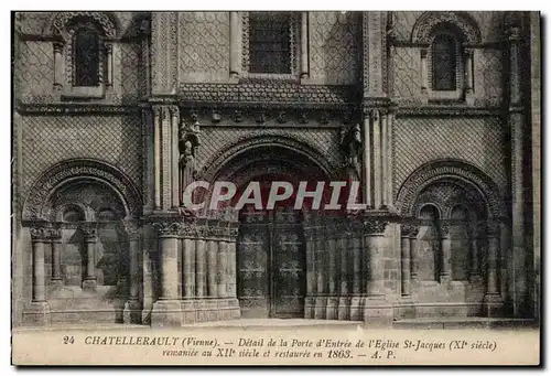 Cartes postales Chatellerault (Vienne) Detail de la Porte d Entree de l Eglise St Jacques (XI siecle)