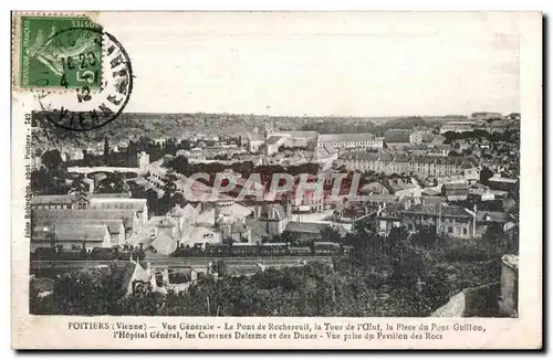 Ansichtskarte AK Poitiers Vue Generale Le Pont de Rochereuil la Tour de I Oeuf la Place du Pont Guillon Train