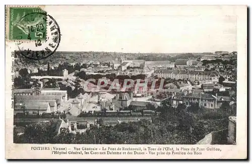 Cartes postales Poitiers Vue Generale Le Pont de Rochereuil la Tour de I Oeuf la Place du Pont Guillon Train