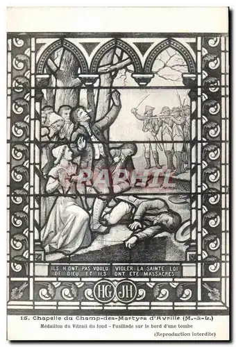 Cartes postales Chapelle du Champ des Martyrs d Avrille Medaillon du Vitrail du fond