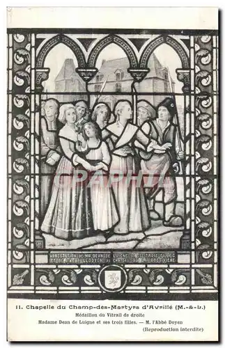 Cartes postales Chapelle du Champ des Martyrs d Avrille Medaillon du Vitrail de droite