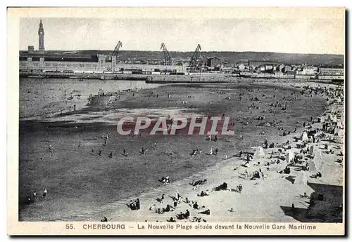 Ansichtskarte AK Cherbourg La Nouvelle Plage situee Devant la Nouvelle Gare Maritime
