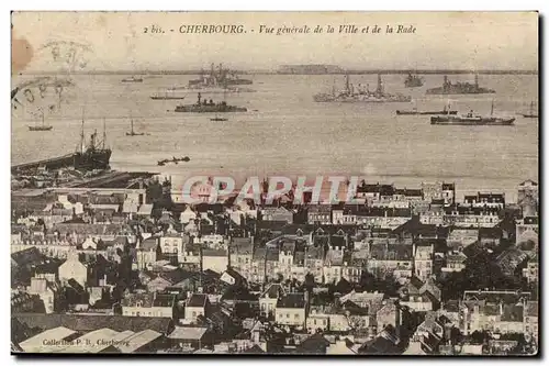 Ansichtskarte AK Cherbourg Vue generale de la Ville et de la Rade Bateaux