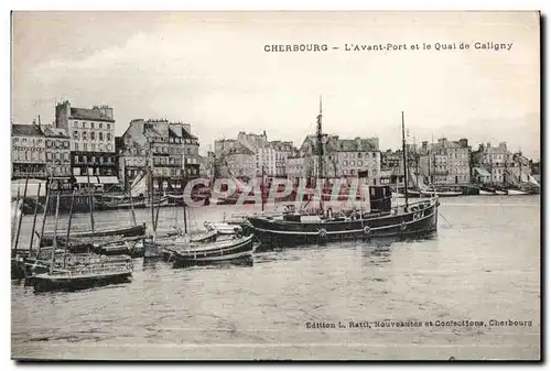 Ansichtskarte AK Cherbourg L Avant Port et le Quai de Caligny Bateaux