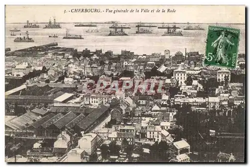 Ansichtskarte AK Cherbourg Vue generale de la Ville et le la Rade Bateaux