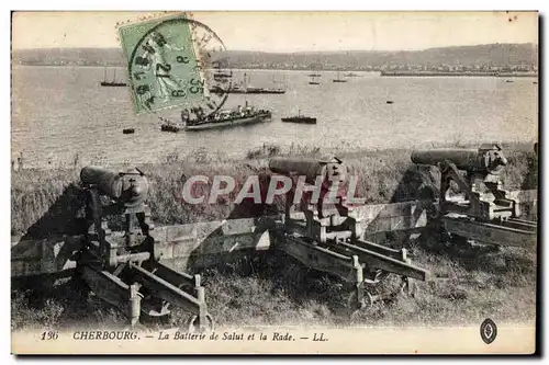 Cartes postales Cherbourg La Batterie de Salut et la Rade Bateaux