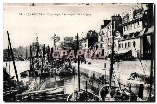 Ansichtskarte AK Cherbourg L Avant port et le Quai de Caligny Bateaux